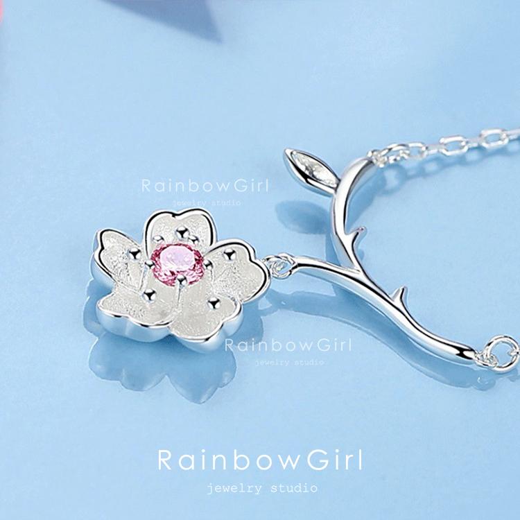 RainbowGirl ネックレス レディース 桜 さくら お花 梅 ピンクダイヤ 