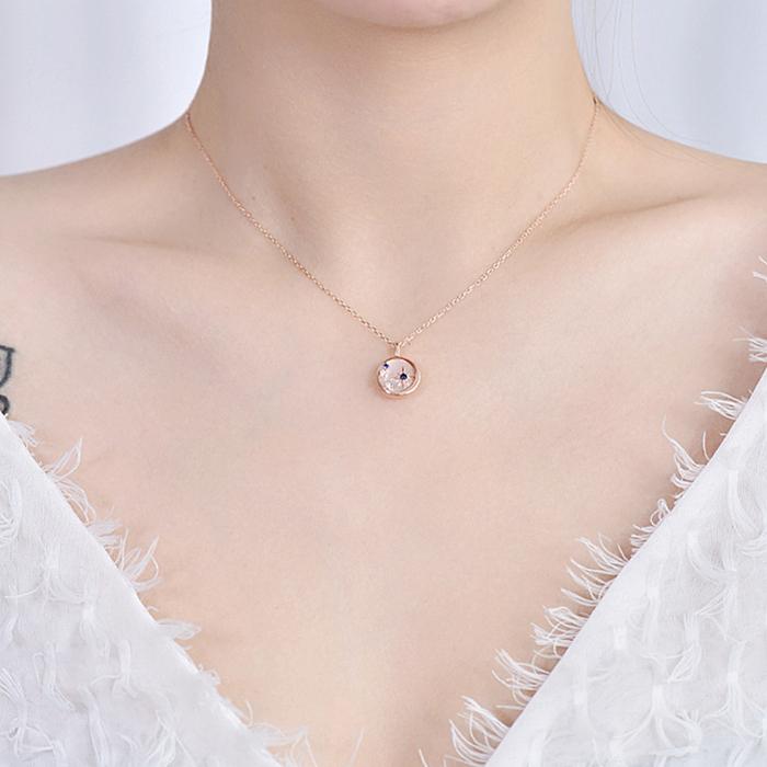 カレンシルバー、星と月のネックレス RainbowGirl ネックレス レディース 月 星 Star Necklace 貝殻円形