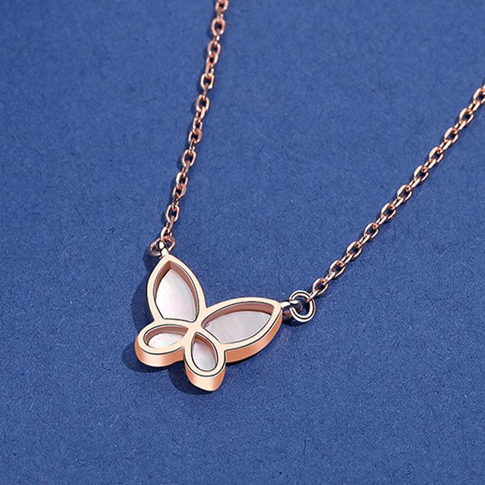 メール便送料無料 ネックレス レディース 30代 代 バタフライネックレス 蝶 貝殻 大人可愛い ピンクゴールド 幸運 彼女 妻 娘 人気 クリスマスプレゼント 40代 50代 絶対一番安い Helpit Me