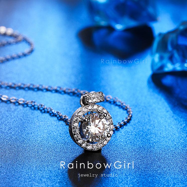 RainbowGirl モアサナイトネックレス レディース 40代 50代 一粒 