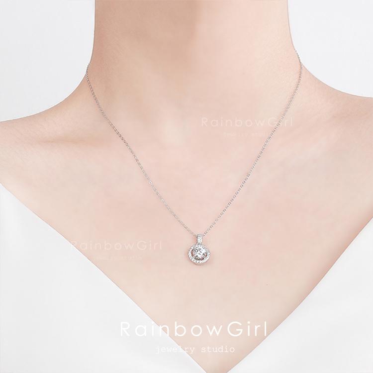 RainbowGirl モアサナイトネックレス レディース 40代 50代 一粒 