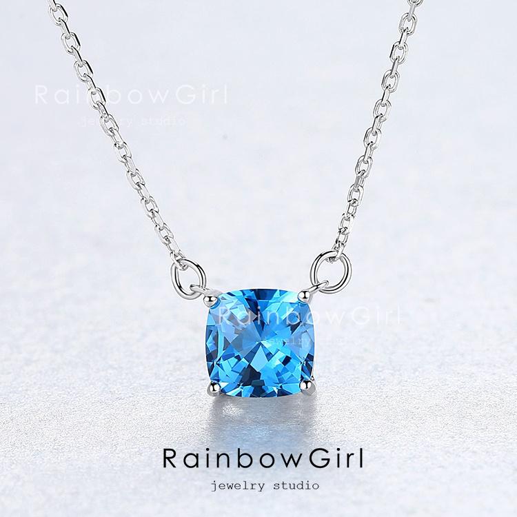 ネックレス レディース ブルー石 トパーズ 大粒 11月誕生石 上品 エレガント シルバー 金属アレルギー対応 女性 誕生日プレゼント 母の日ギフト 人気_2