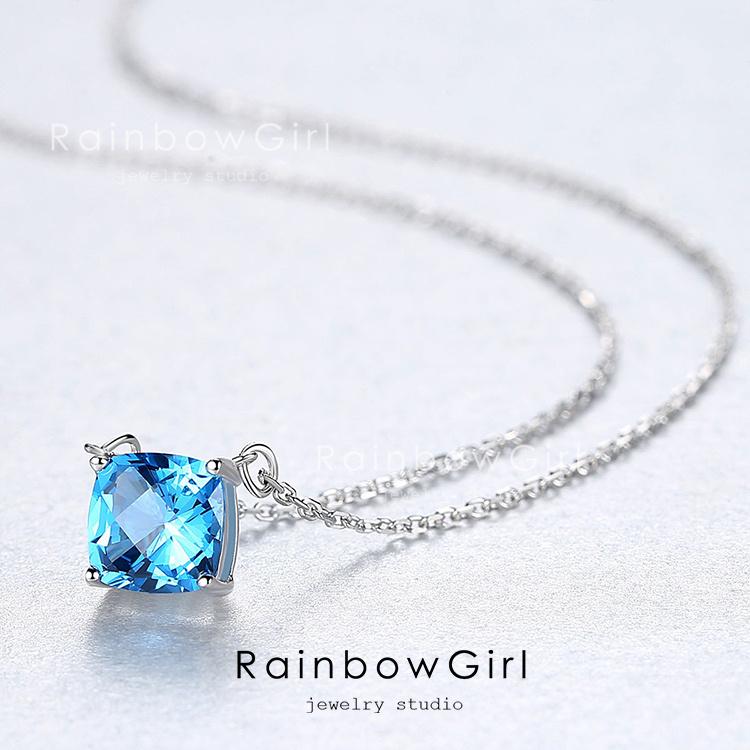 ネックレス レディース ブルー石 トパーズ 大粒 11月誕生石 上品 エレガント シルバー 金属アレルギー対応 女性 誕生日プレゼント 母の日ギフト 人気_3