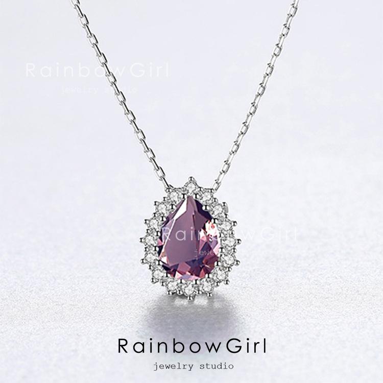 RainbowGirl ネックレス レディース しずく 選べる ブルーサファイア 