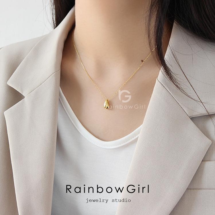 RainbowGirl ネックレス レディース 50代 しずく 雫 ドロップ シンプル