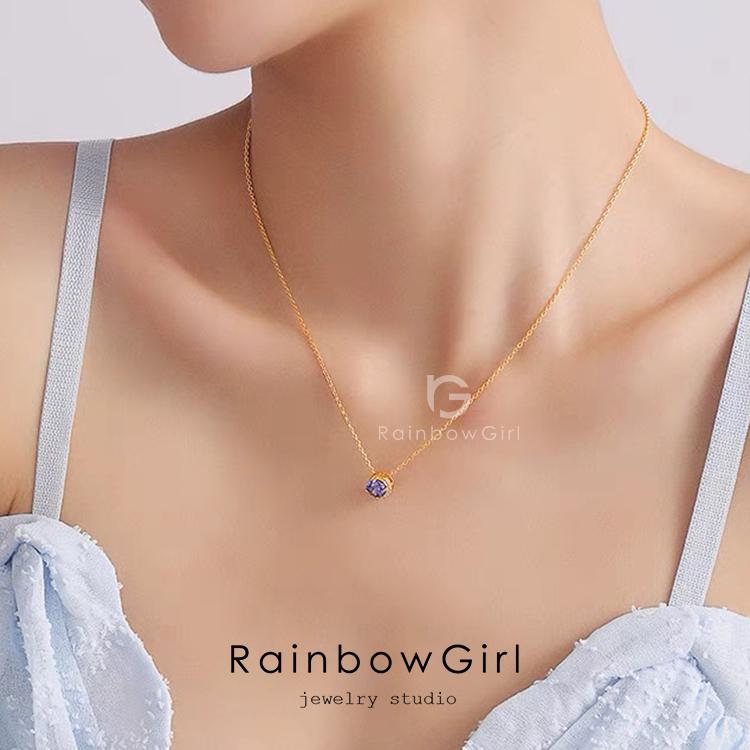 ネックレス レディース 一粒 小ぶり シンプル 可愛い 紫 上品 重ね付け K14コーティング 誕生日 母の日 女性_3