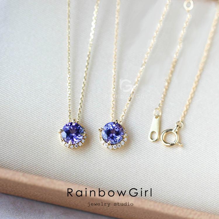 ネックレス レディース 一粒 小ぶり シンプル 可愛い 紫 上品 重ね付け K14コーティング 誕生日 母の日 女性_4