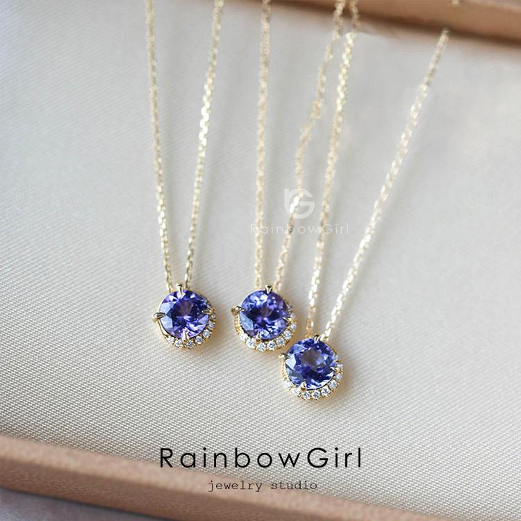 ネックレス レディース 一粒 小ぶり シンプル 可愛い 紫 上品 重ね付け K14コーティング 誕生日 母の日 女性_5