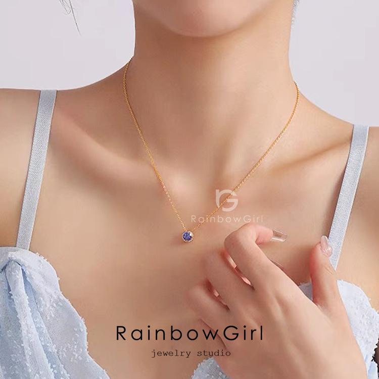 ネックレス レディース 一粒 小ぶり シンプル 可愛い 紫 上品 重ね付け K14コーティング 誕生日 母の日 女性_7