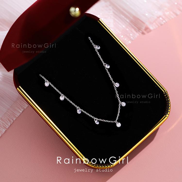 RainbowGirl ネックレス レディース czダイヤモンド 9粒 金属