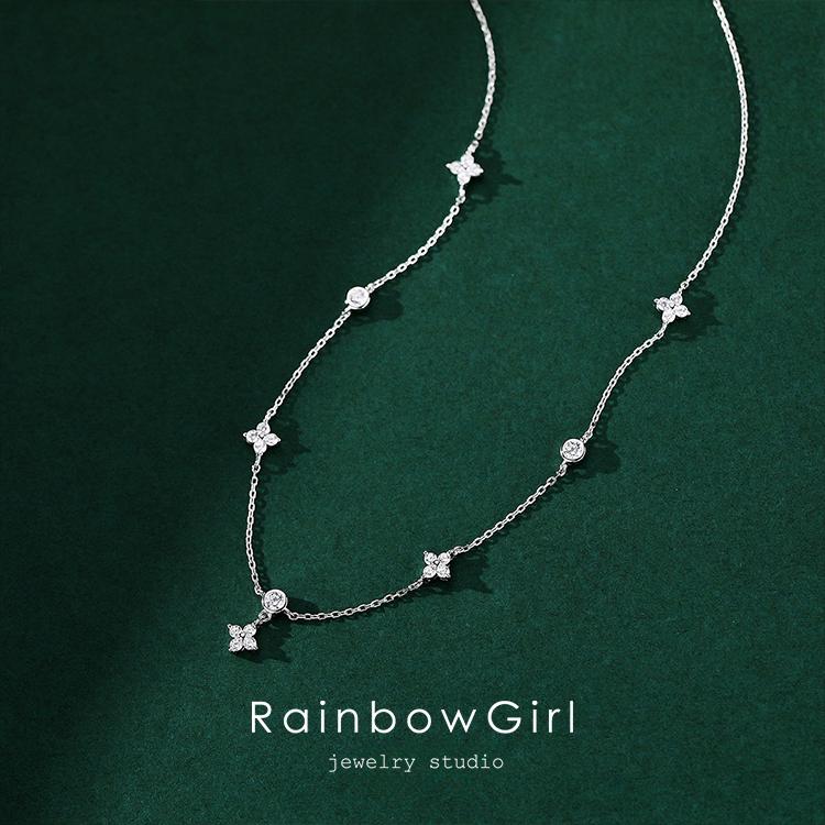RainbowGirl ネックレス レディース 四つ葉のクローバー お花 可愛い 
