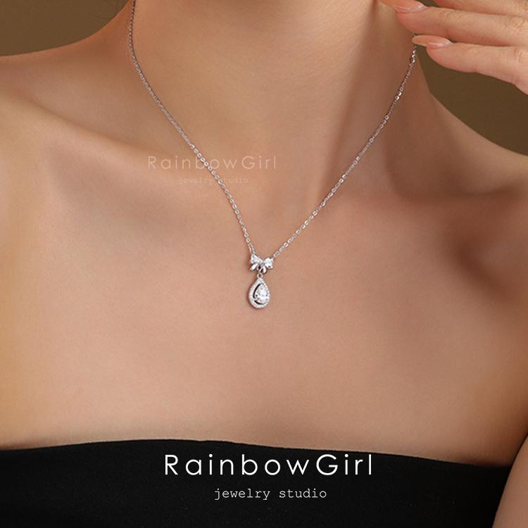 RainbowGirl ネックレス レディース しずく リボン 雫 ドロップ