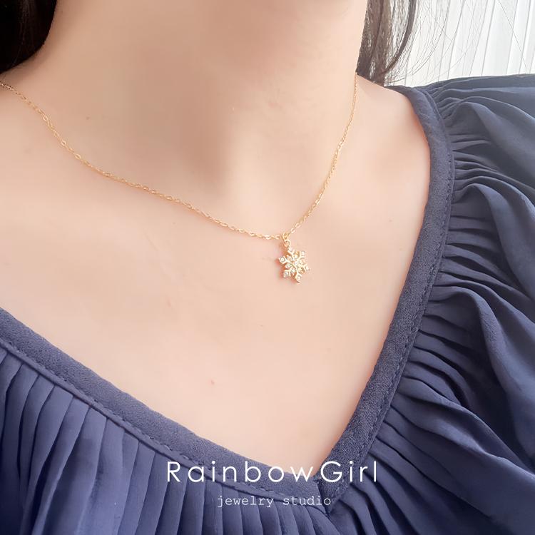 RainbowGirl ネックレス レディース 雪華 雪の結晶 冬 かわいい 大人