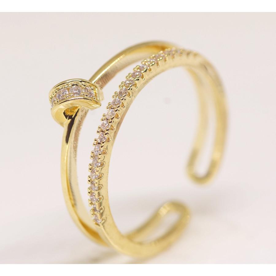 18K RGP ゴールド ダイヤ CZ ハーフ エタニティ リング gu1444e 感謝