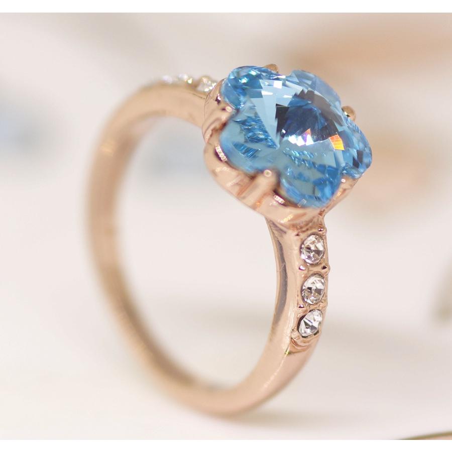 18K RGP ゴールド ダイヤ CZ ブルー フラワー リング gu1516e 感謝 母の日 おすすめ : RainbowRabbit ...