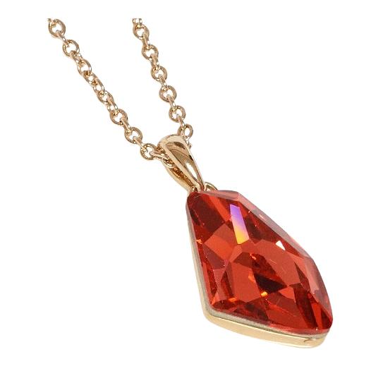 18K RGP ゴールド ダイヤ CZ レッド ストーン ネックレス pn3726 ご  