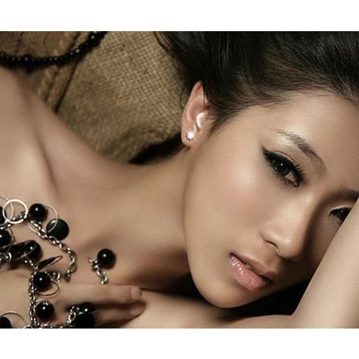 18K RGP プラチナ ダイヤ CZ 六爪 4mm 左右セット 王冠 ピアス