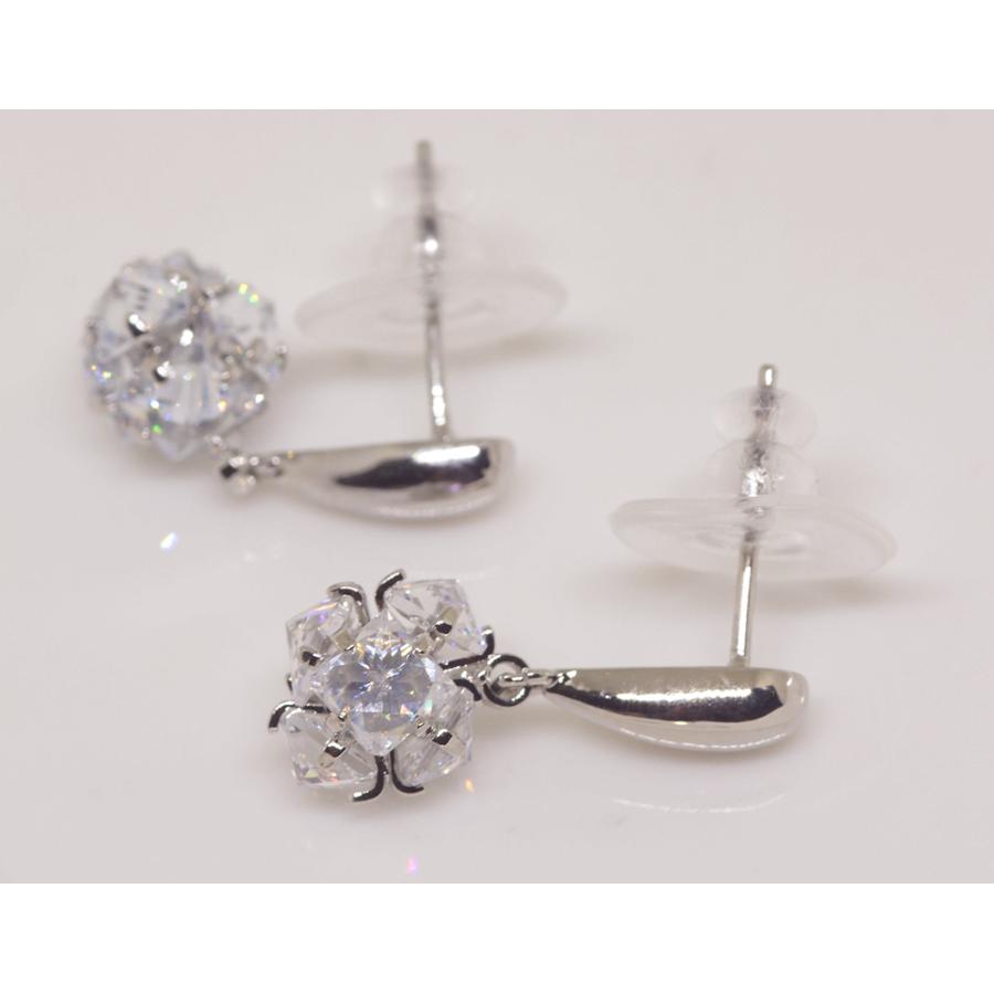 18K RGP プラチナ ダイヤ CZ ボール揺れ ピアス yp5057 感謝 ギフト