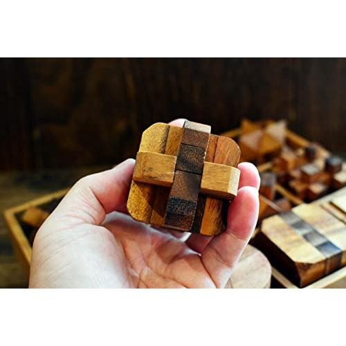 Roost ウッドパズル 木製パズル 12個セット 木製箱入り 孔明パズル 立体パズル 脳トレ 木製箱入り