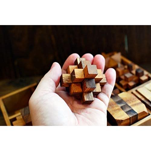 Roost ウッドパズル 木製パズル 12個セット 木製箱入り 孔明パズル 立体パズル 脳トレ 木製箱入り