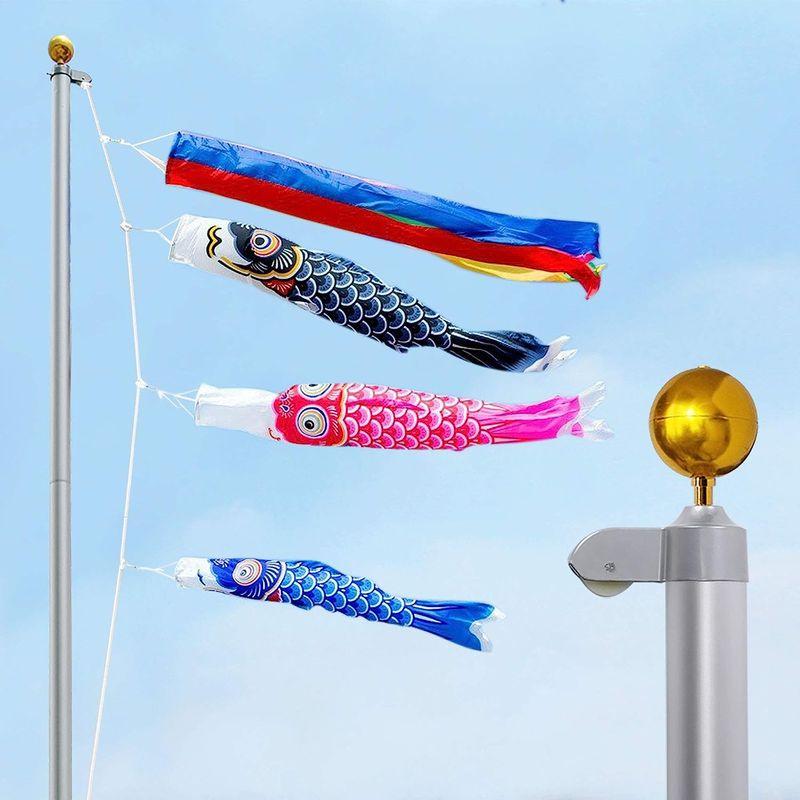 YesHom アルミ 鯉のぼりポール 6m (3m鯉用) ロープ 滑車付き こいのぼりポール 埋め込み 庭 屋外用 鯉のぼり用ポール 端午の アルミ 鯉のぼりポール 6m 3m鯉用 ロープ 滑車付き こいのぼりポール 埋め込み 庭 屋外用 鯉のぼり用ポール 端午の