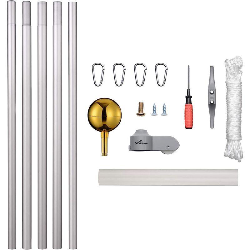 YesHom アルミ 鯉のぼりポール 6m (3m鯉用) ロープ 滑車付き こいのぼりポール 埋め込み 庭 屋外用 鯉のぼり用ポール 端午の アルミ 鯉のぼりポール 6m 3m鯉用 ロープ 滑車付き こいのぼりポール 埋め込み 庭 屋外用 鯉のぼり用ポール 端午の