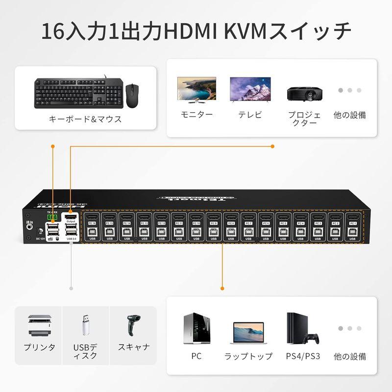 【新商品】 TESmart KVMスイッチ 16入力1出力 HDMI 切り替え器 16ポート 16台パソコン1ディスプレイ用 4K@60Hz RGB4: 【HOV7752622191】(27921円)