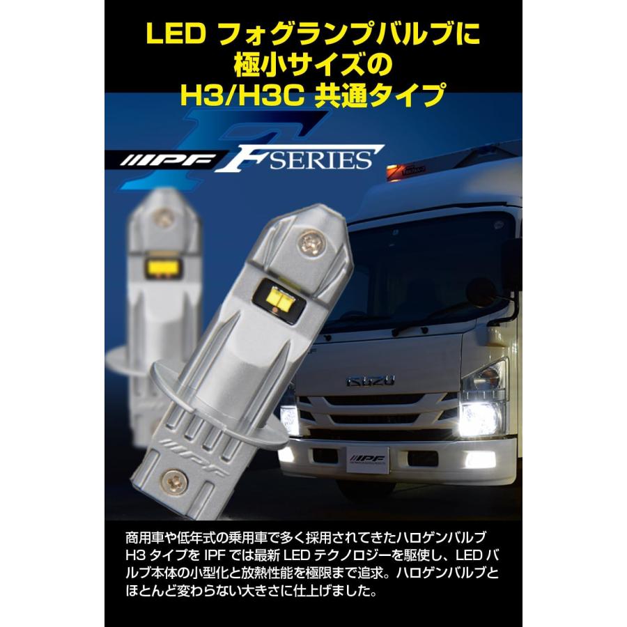 IPF フォグランプ LED 車用 H3 H3C 1500lm 6500K ホワイト 12V 24V兼用