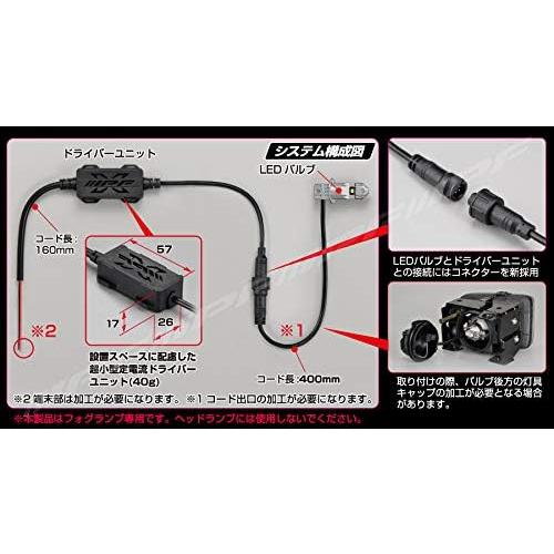 IPF フォグランプ LED 車用 H3 H3C 1500lm 6500K ホワイト 12V 24V兼用 2本入 車検対応 ドライバーユニット別体型の画像