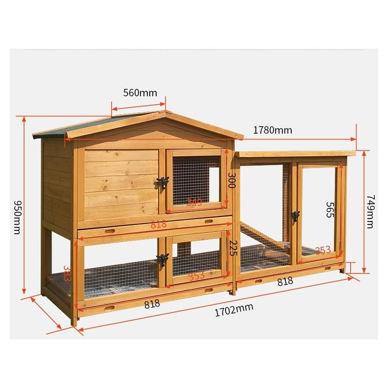 【クーポン】 特大別荘 飼育ケージ 大型 ペットケージ 鶏 鴨 はと うさぎ 室内外兼用 取り付けやすい 天然杉材 防腐材 木製 178*56*95cm 組立式 【XUR1253531777】(45146円)