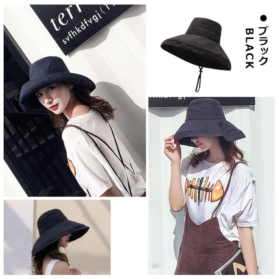 日よけ帽子 レディース おしゃれ つば広 ハット 母の日 アウトドア 旅行 UVカット 紫外線対策 折りたたみ 紐付き 無地 飛ばない 小顔効果 送料無料 <br> |  | 17