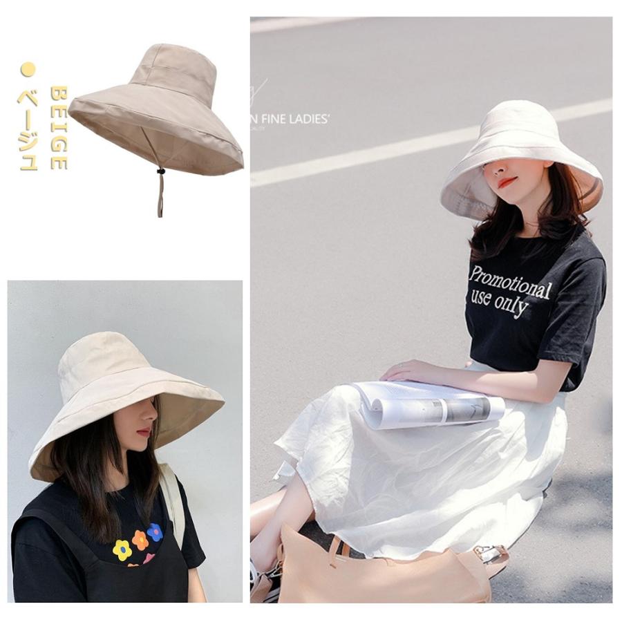 日よけ帽子 レディース おしゃれ つば広 ハット 母の日 アウトドア 旅行 UVカット 紫外線対策 折りたたみ 紐付き 無地 飛ばない 小顔効果 送料無料 <br> |  | 19