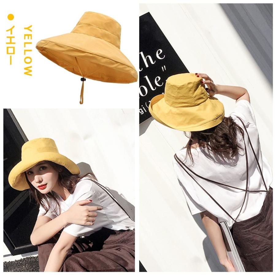日よけ帽子 レディース おしゃれ つば広 ハット 母の日 アウトドア 旅行 UVカット 紫外線対策 折りたたみ 紐付き 無地 飛ばない 小顔効果 送料無料 <br> |  | 21