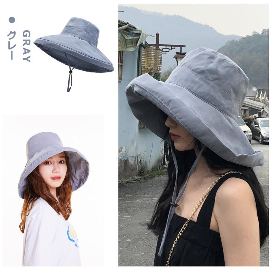 日よけ帽子 レディース おしゃれ つば広 ハット 母の日 アウトドア 旅行 UVカット 紫外線対策 折りたたみ 紐付き 無地 飛ばない 小顔効果 送料無料 <br> |  | 20