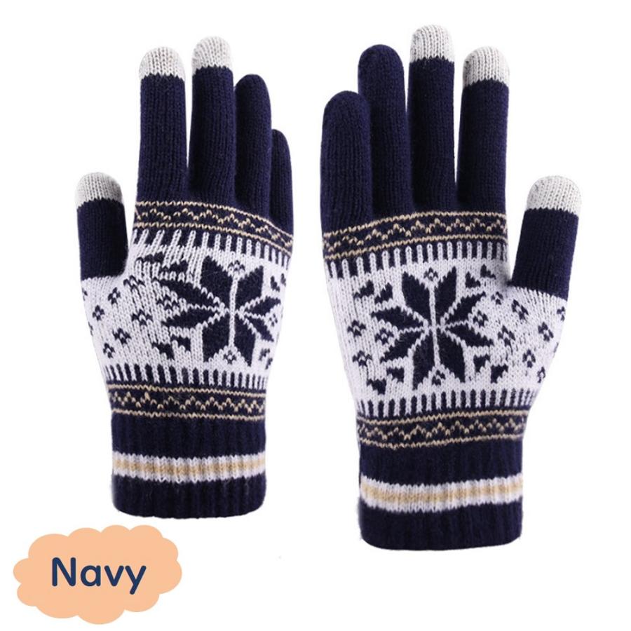 手袋 レディース スマホ対応 裏起毛 防寒 メンズ スマートフォン タッチパネル対応グローブ ニット手袋 ノルディック柄 送料無料 |  | 12