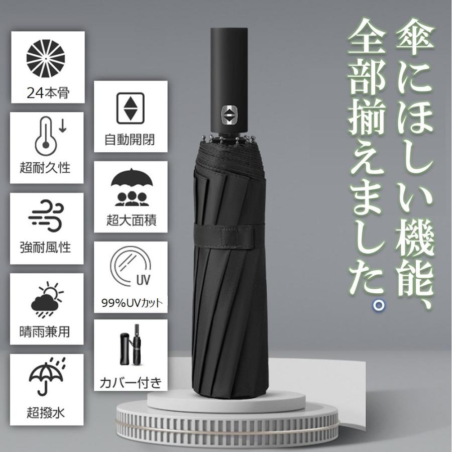 折りたたみ傘 メンズ レディース 大きい 特大 自動開閉 軽量 撥水 大きいサイズ 24本骨 折り畳 おしゃれ 台風 強風 丈夫 頑丈 日傘 晴雨兼用 無地 贈り物 |  | 09