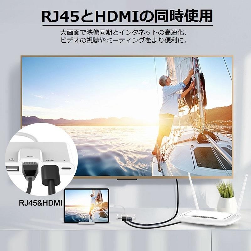 Lightning hdmi 変換アダプタ 有線LAN 変換 カメラ/ビデオ転送 iPhone to USB Lan 変換アダプタ 4in1イーサネット有線 急速充電 同時充電 高速転送【送料無料】 |  | 03