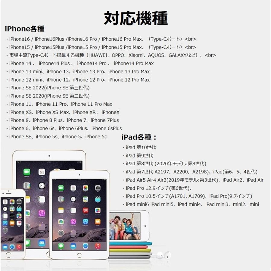 2本セット type-c to ライトニング c to c iPhone 充電ケーブル ライトニングケーブル iPhone 16 充電 アイフォン ケーブル 1m 2m iPad iPod iPhone用 ケーブル |  | 07