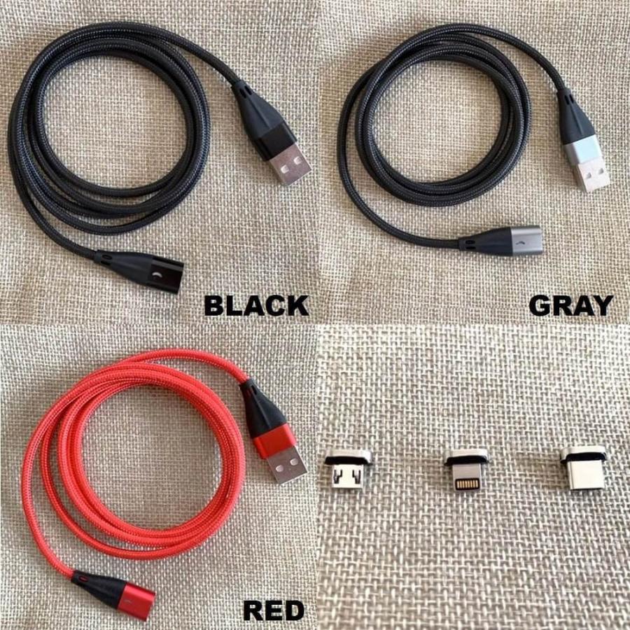 micro USB マグネット式 充電ケーブル 2m Type-C iPhone 充電器 ライトニングケーブル 急速充電 スマホ 充電器 耐久性 データ転送 3A 2メートル |  | 12