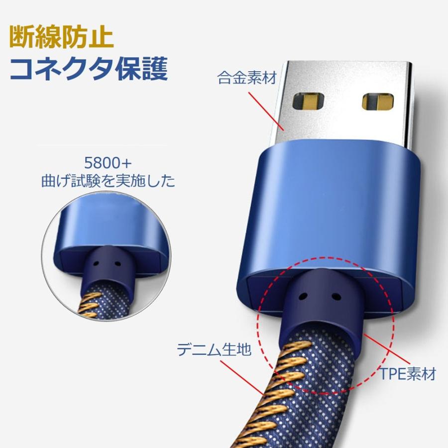 iPhone 充電ケーブル Type-C 1m 短い ケーブル データ転送ケーブル デニム生地 高耐久 断線しにくい 便利 iPhone17 16 15 |  | 04