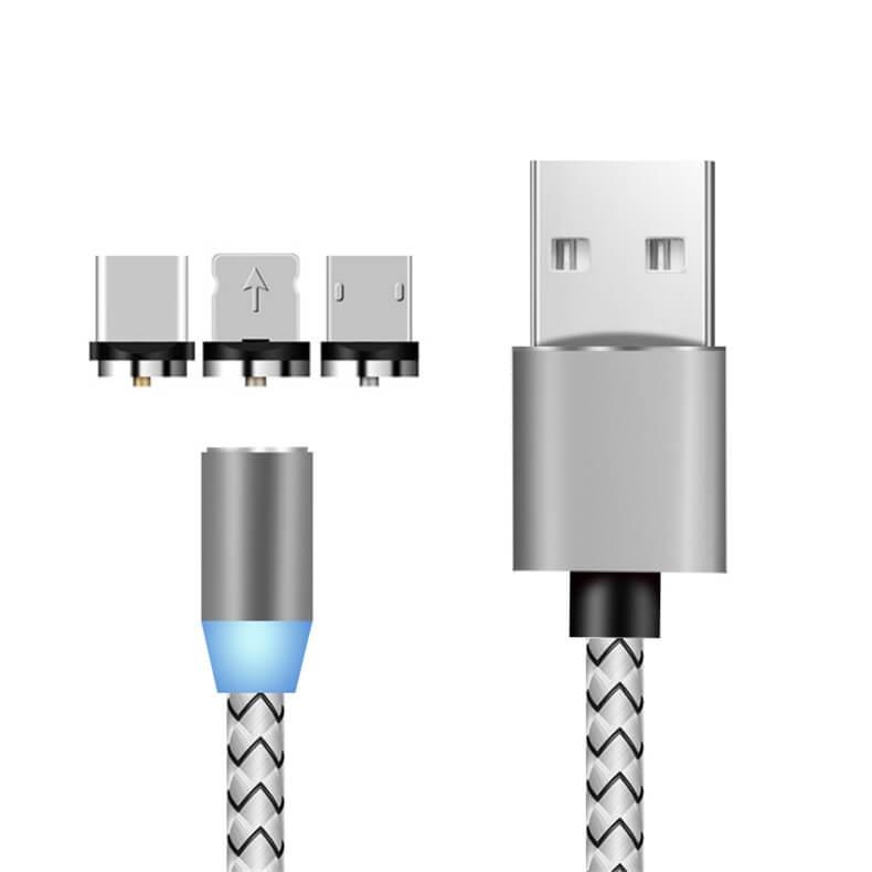 3in1充電ケーブル(iPhone+Type-C+microUSB)マグネット式 2m 急速充電 Lightning×1個+Type-C×1個+micro×1個+ケーブル×1本 スマホ 充電器 2メートル |  | 02