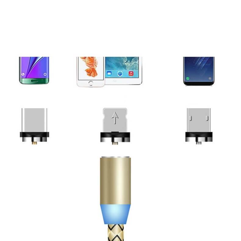 3in1充電ケーブル(iPhone+Type-C+microUSB)マグネット式 2m 急速充電 Lightning×1個+Type-C×1個+micro×1個+ケーブル×1本 スマホ 充電器 2メートル |  | 04