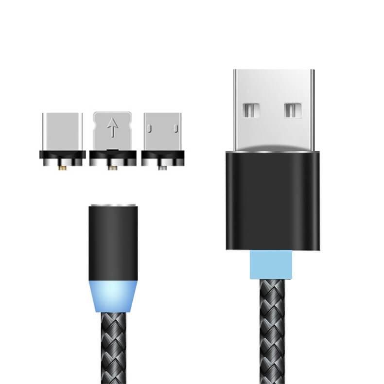 3in1充電ケーブル(iPhone+Type-C+microUSB)マグネット式 2m 急速充電 Lightning×1個+Type-C×1個+micro×1個+ケーブル×1本 スマホ 充電器 2メートル |  | 01