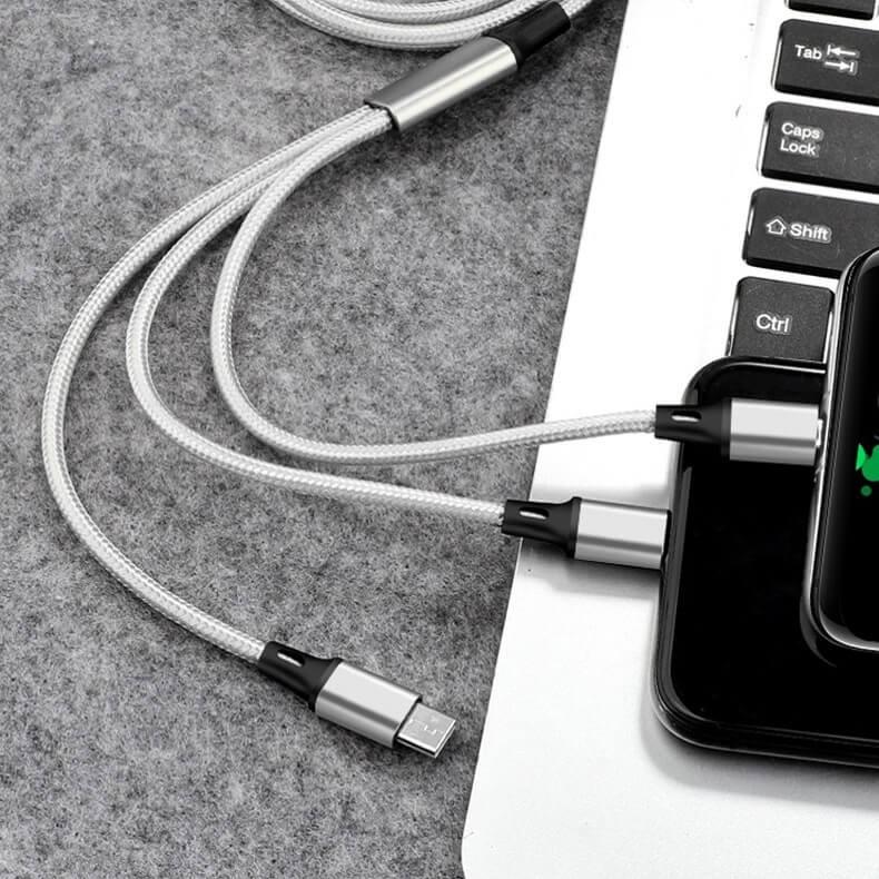 (iPhone microUSB Type-C) 3in1 充電ケーブル 1.2m ナイロン編み 高耐久 ライトニングケーブル 急速充電 タイプc マイクロ 充電器 Xperia Huawei AQUOS 1.2m |  | 11