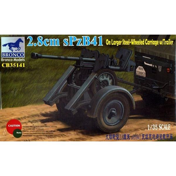ブロンコモデル CB-35141 1/35 独 PzB41 ゲルリッヒ 28mm 対戦車砲歩兵型 + 移動用トレーラー | 