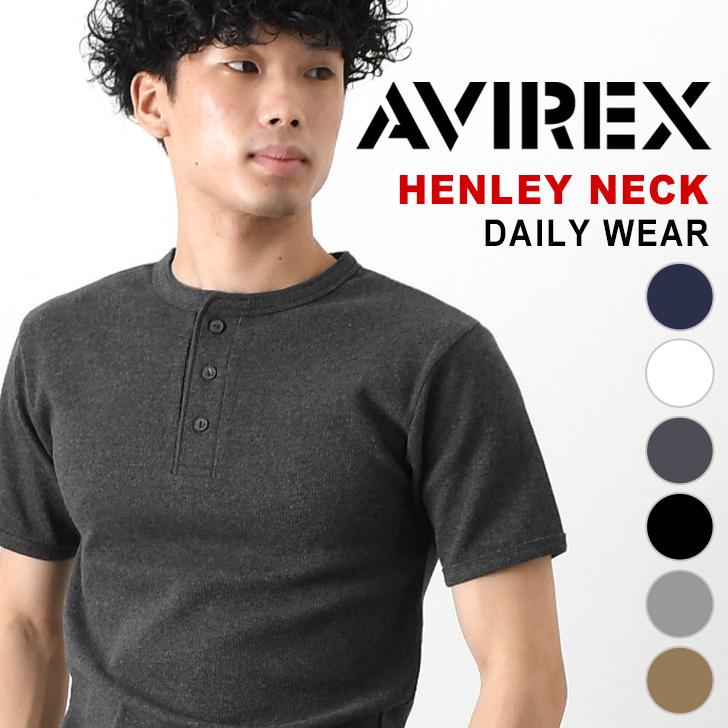 アビレックス AVIREX Tシャツ ヘンリーネック 半袖 メンズ アヴィレックス ブランド トップス インナー おしゃれ 厚手 無地 ブランド ピタT｜rainbunker