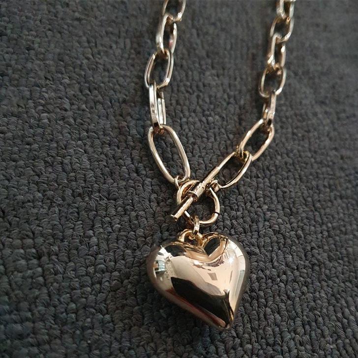 【レトロ品】「18KT」ほか刻印あり ハート ネックレス ゴールドチェーン レトロ品】「18KT」ほか刻印あり ハート ネックレス ゴールド