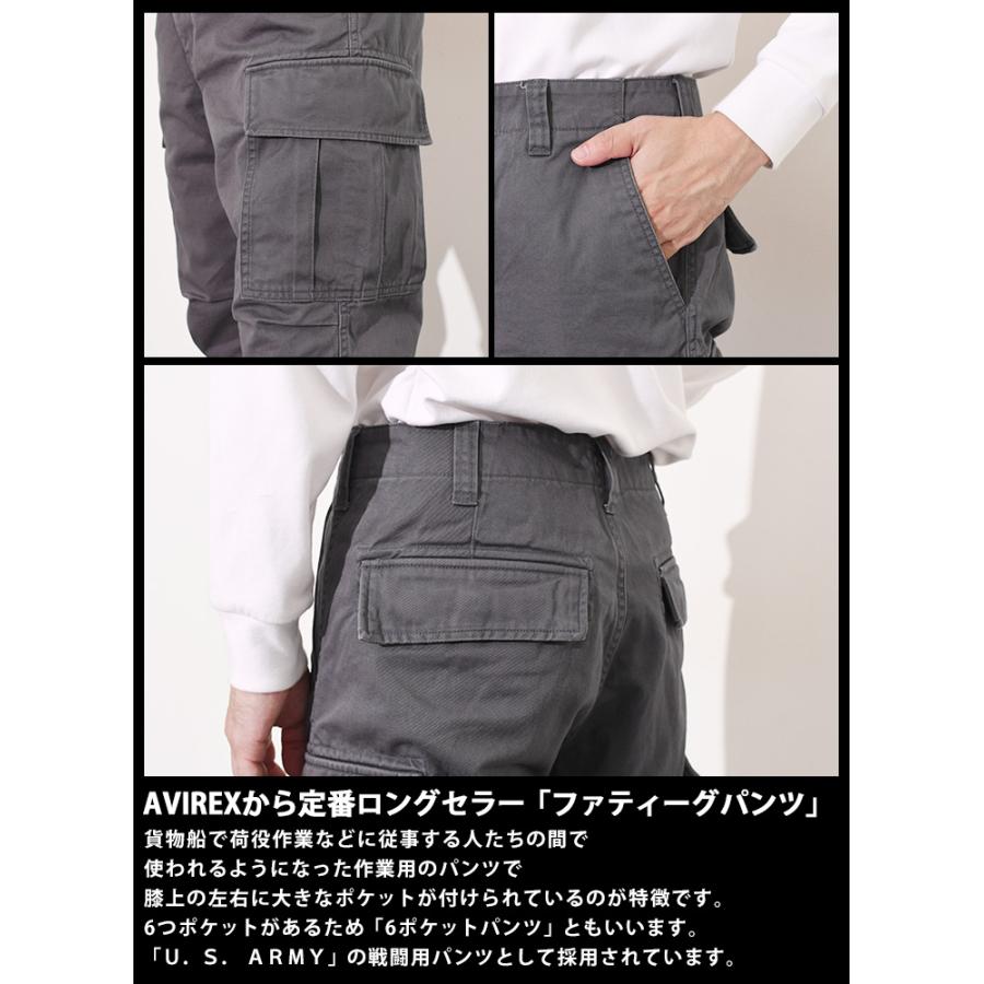 カーゴパンツ ベイカーパンツ ファティーグパンツ 6ポケット メンズ ボトムス アヴィレックス AVIREX ベーシック 6126129 ブランド｜rainbunker｜04