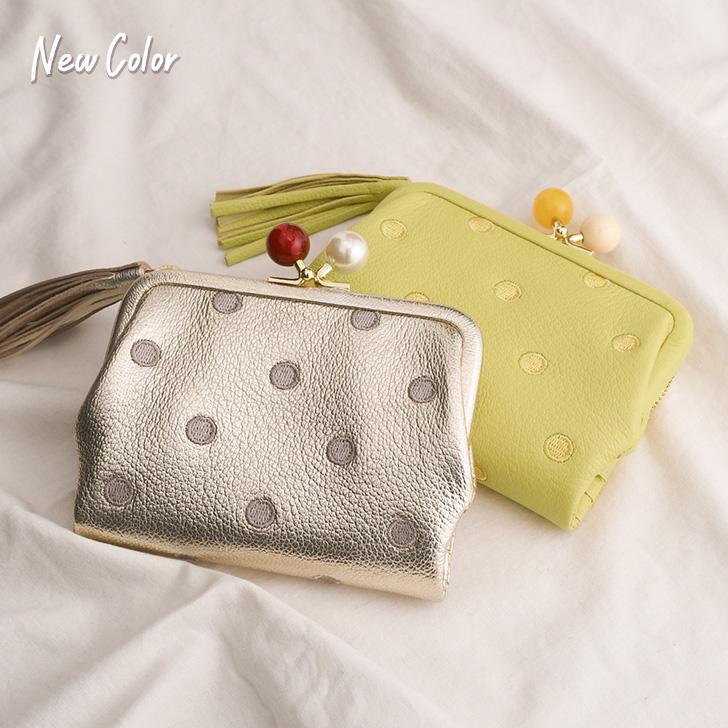 perche ペルケ 財布 二つ折り がま口 ドット アクリル玉 perche ペルケ 財布 二つ折り がま口 ドット アクリル玉