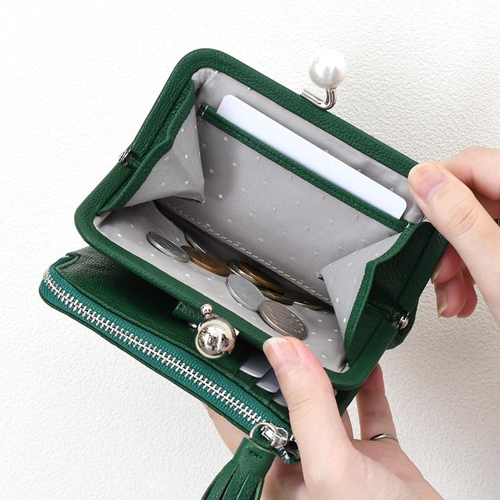 ペルケ perche 二つ折り財布 レディース ブランド がま口 本革 ミニ財布 アクリル玉 サクラスタッズ 山羊革 レザー お札が折れない | perche | 04